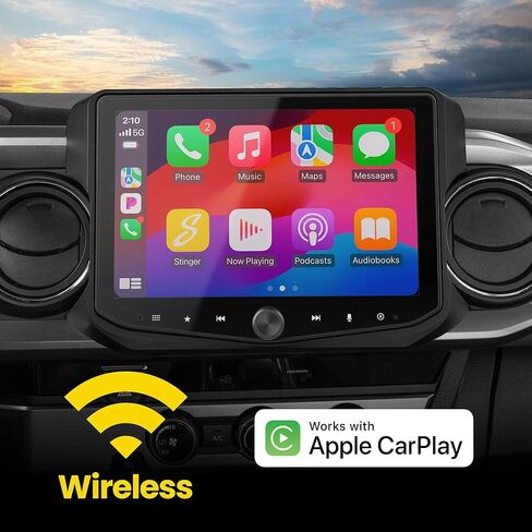 Stinger HORIZON10 10.1 بوصة Toyota Tacoma (2016-23) ستيريو 1280x800 HD راديو يعمل باللمس، Apple CarPlay/Android Auto لاسلكي، بلوتوث 5.1، شاشة IP65 مقاومة للطقس، HDMI، 4 كاميرا و3 مداخل USB in Kuwait