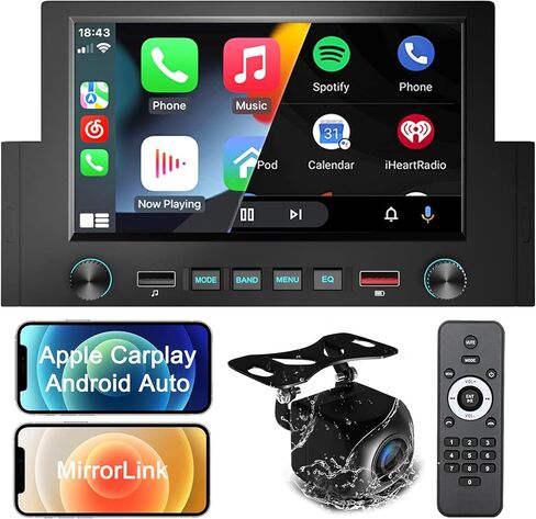 2024 أحدث ستيريو سيارة مزدوج الدين مقاس 7 بوصة لأجهزة Apple Carplay اللاسلكية وAndroid Auto مع التحكم الصوتي، Bluetooth5.2، MirrorLink، راديو السيارة مع كاميرا احتياطية، شاشة لمس عالية الدقة SWC/USB/SD AM/FM/AUX/TF in Saudi Arabia