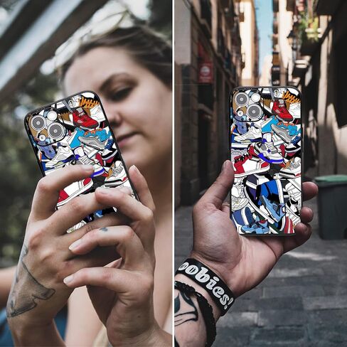Cool iPhone 14 Case for Men Boys Black Soft TPU Upgraded [Camera Protection] Rubber Protective Anti-Slip Shockproof Fashion Case Compatible with iPhone 14 Case Shoe in Saudi Arabia