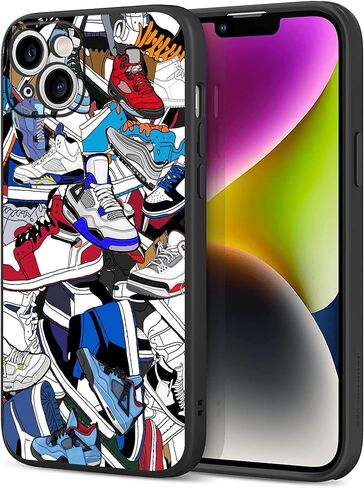 Cool iPhone 14 Case for Men Boys Black Soft TPU Upgraded [Camera Protection] Rubber Protective Anti-Slip Shockproof Fashion Case Compatible with iPhone 14 Case Shoe in Saudi Arabia