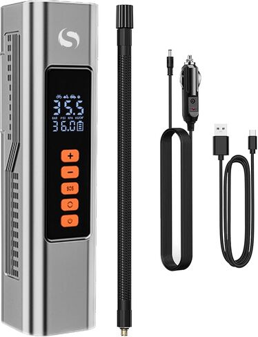 Tire Inflator Portable Air Compressor, Electric Ball Pump with Digital Pressure Gauge, LED Light, Ball Accessories Essential for Men, 150PSI Cordless Tire Inflator for Basketball, Soccer in Saudi Arabia