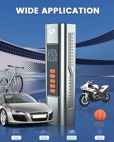 Tire Inflator Portable Air Compressor, Electric Ball Pump with Digital Pressure Gauge, LED Light, Ball Accessories Essential for Men, 150PSI Cordless Tire Inflator for Basketball, Soccer in Saudi Arabia