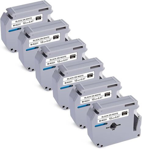 6-Pack Colorful M Tape Replacement for Brother Label Maker Tape M-K231s 12mm 0.47 MK 131 431 531 631 731 for P-Touch Label Maker PT-M95,PT-60,PT-90,PT-65,PT-70BM,PT-85,1/2" x 26.2' in Saudi Arabia