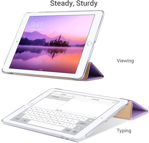 حافظة ULAK iPad الجيل الخامس/السادس، غطاء خلفي صلب واقٍ رفيع منقط، النوم/الاستيقاظ التلقائي، وضع حامل العرض والكتابة، لافندر، متوافق مع iPad 9.7 2018/2017 in Kuwait