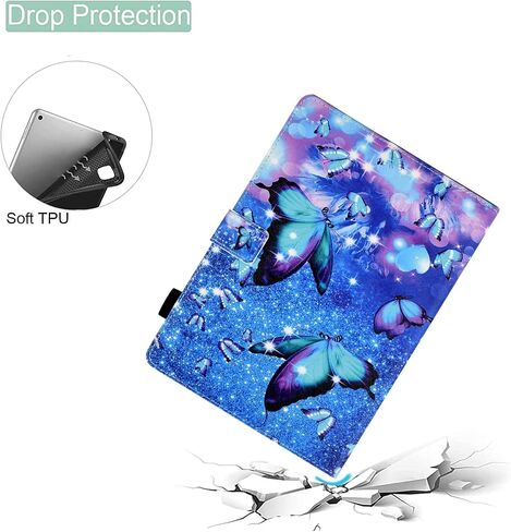 for iPad 10th Generation Case (10.9-inch, 2022 Version), Premium PU Leather Smart Folio Stand Cover Case for iPad 10th Generation 10.9 inch Tablet with Auto Wake/Sleep, Blue Butterfly in Kuwait