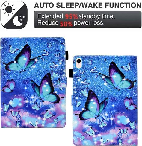 for iPad 10th Generation Case (10.9-inch, 2022 Version), Premium PU Leather Smart Folio Stand Cover Case for iPad 10th Generation 10.9 inch Tablet with Auto Wake/Sleep, Blue Butterfly in Kuwait