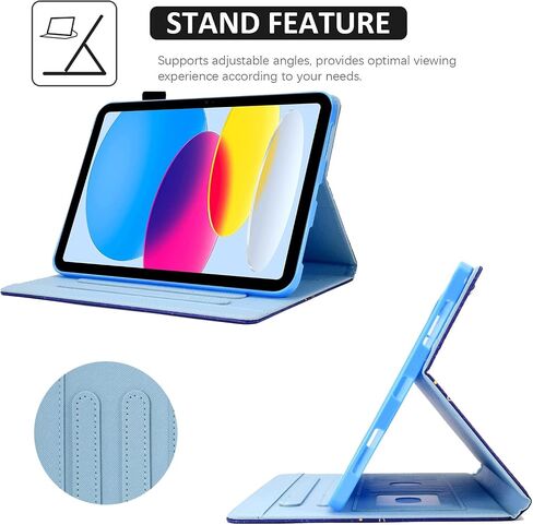 for iPad 10th Generation Case (10.9-inch, 2022 Version), Premium PU Leather Smart Folio Stand Cover Case for iPad 10th Generation 10.9 inch Tablet with Auto Wake/Sleep, Blue Butterfly in Kuwait
