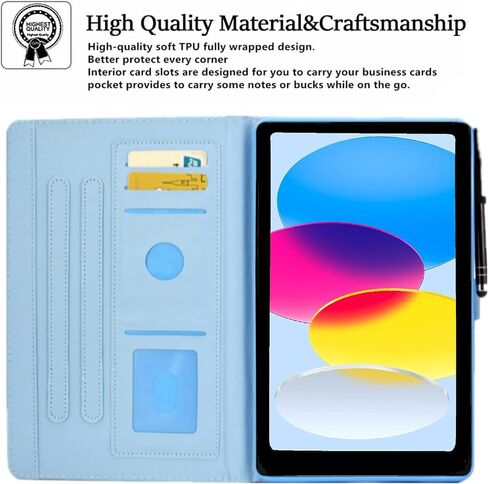 for iPad 10th Generation Case (10.9-inch, 2022 Version), Premium PU Leather Smart Folio Stand Cover Case for iPad 10th Generation 10.9 inch Tablet with Auto Wake/Sleep, Blue Butterfly in Kuwait