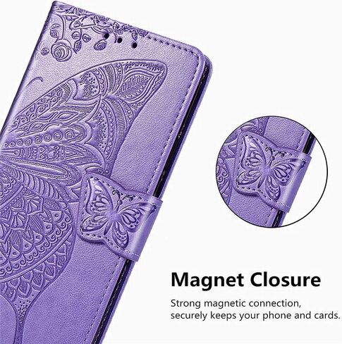 for Samsung Galaxy A13 5G Wallet Case, Samsung A04S Case, Embossed Butterfly Premium PU Leather [Kickstand] [Card Slots] [Wrist Strap] [6.5 inch] Phone Cover for Samsung A13 5G (A1-Blue) in Saudi Arabia