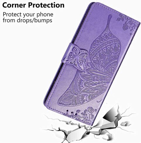 for Samsung Galaxy A13 5G Wallet Case, Samsung A04S Case, Embossed Butterfly Premium PU Leather [Kickstand] [Card Slots] [Wrist Strap] [6.5 inch] Phone Cover for Samsung A13 5G (A1-Blue) in Saudi Arabia