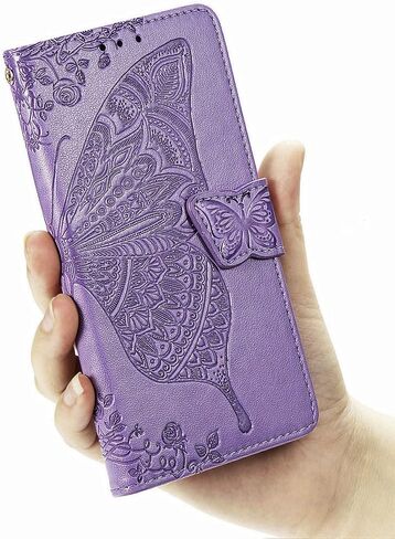 for Samsung Galaxy A13 5G Wallet Case, Samsung A04S Case, Embossed Butterfly Premium PU Leather [Kickstand] [Card Slots] [Wrist Strap] [6.5 inch] Phone Cover for Samsung A13 5G (A1-Blue) in Saudi Arabia