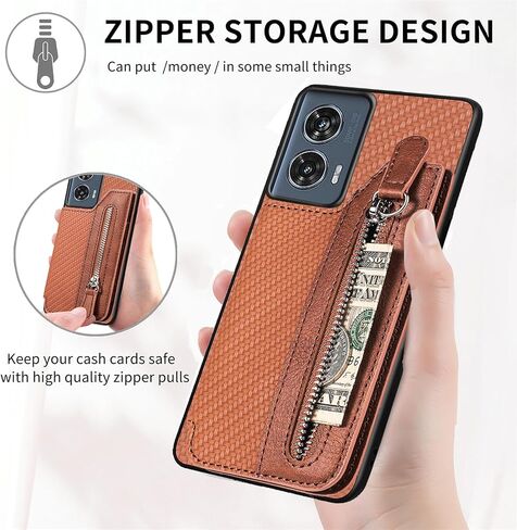 for Moto Edge 2024 Case, Motorola Edge 5G 2024 Wallet Case PU Learher Embossed Carbon Fiber Pattern | Credit Card Slots Back Wallet Cover | Double Magnetic Buttons Flip Cover -Blue in Kuwait