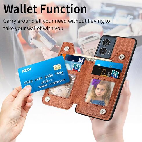 for Moto Edge 2024 Case, Motorola Edge 5G 2024 Wallet Case PU Learher Embossed Carbon Fiber Pattern | Credit Card Slots Back Wallet Cover | Double Magnetic Buttons Flip Cover -Blue in Kuwait