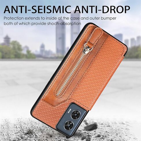 for Moto Edge 2024 Case, Motorola Edge 5G 2024 Wallet Case PU Learher Embossed Carbon Fiber Pattern | Credit Card Slots Back Wallet Cover | Double Magnetic Buttons Flip Cover -Blue in Kuwait