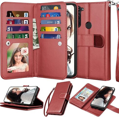NJJEX Compatible for Mototola G Stylus 2020 Case/Moto G Stylus Wallet Case 2020, [9 Card Slots] PU Leather ID Credit Holder Folio Flip [Detachable] Kickstand Magnetic Phone Cover & Lanyard -Rose Gold in Kuwait