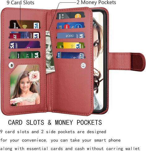NJJEX Compatible for Mototola G Stylus 2020 Case/Moto G Stylus Wallet Case 2020, [9 Card Slots] PU Leather ID Credit Holder Folio Flip [Detachable] Kickstand Magnetic Phone Cover & Lanyard -Rose Gold in Kuwait