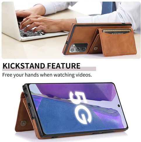 NKECXKJ Design for Samsung Galaxy Note 20 Wallet Case with Tempered Glass Screen Protector PU Leather Credit Card Holder Slot Phone Cases Kickstand Shockproof Protective Cover for Men 6.7 inch Black in Kuwait