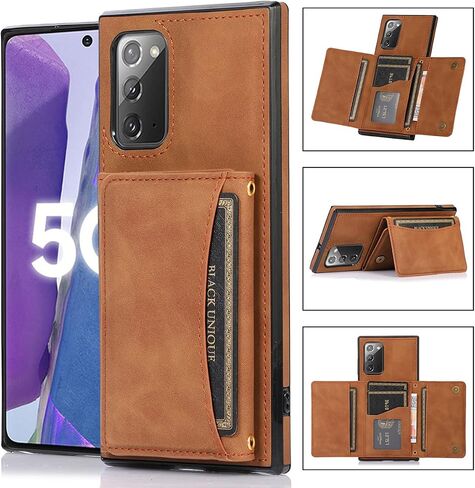 NKECXKJ Design for Samsung Galaxy Note 20 Wallet Case with Tempered Glass Screen Protector PU Leather Credit Card Holder Slot Phone Cases Kickstand Shockproof Protective Cover for Men 6.7 inch Black in Kuwait
