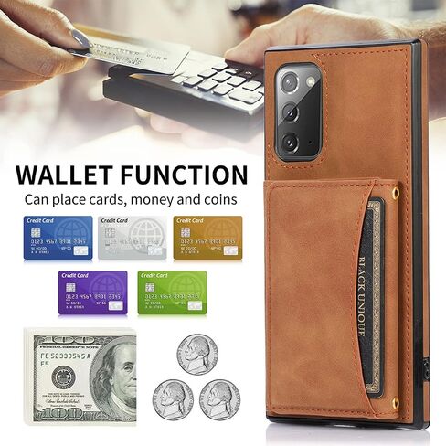 NKECXKJ Design for Samsung Galaxy Note 20 Wallet Case with Tempered Glass Screen Protector PU Leather Credit Card Holder Slot Phone Cases Kickstand Shockproof Protective Cover for Men 6.7 inch Black in Kuwait