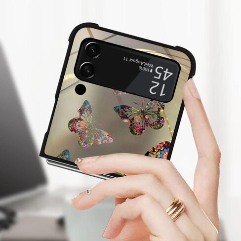 حافظة ZHEGAILIAN متوافقة مع حافظة سامسونج جالاكسي Z فليب 3 5G، حافظة فراشات لهاتف جالاكسي Z فليب 3 5G للنساء والفتيات، حافظة مضادة للصدمات ومضادة للسقوط لهاتف سامسونج Z فليب 3 5G، حافظة فراشات in Kuwait
