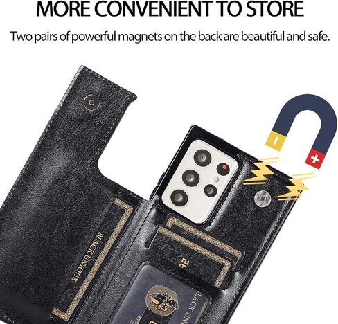 Phone Case for Samsung Galaxy S21 Ultra Glaxay S21ultra 5G with ID&Credit Card Holder Slots Pockets Wallet Back Cover Stand Flip Folio Leather Cell Cases Women Men Black in Saudi Arabia