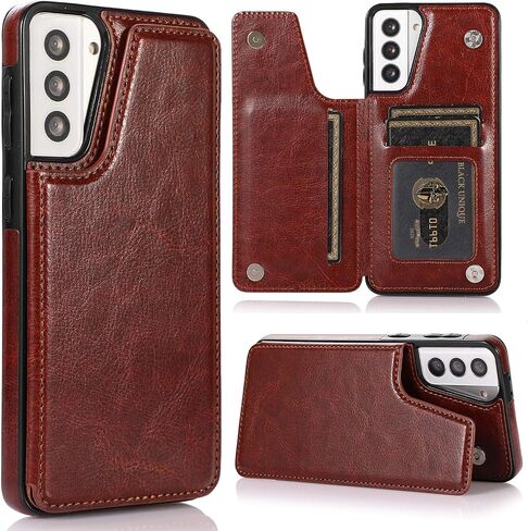 Phone Case for Samsung Galaxy S21 Ultra Glaxay S21ultra 5G with ID&Credit Card Holder Slots Pockets Wallet Back Cover Stand Flip Folio Leather Cell Cases Women Men Black in Saudi Arabia