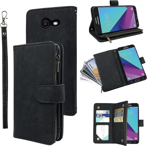Compatible with Samsung Galaxy J7 Prime 2017 J 7 Skypro Sky Pro J7V V S727VL Wallet Case and Premium Vintage Leather Flip Credit Card Holder Phone Cover for Glaxay Halo7J Perx J7prime Women Men Pink in Kuwait