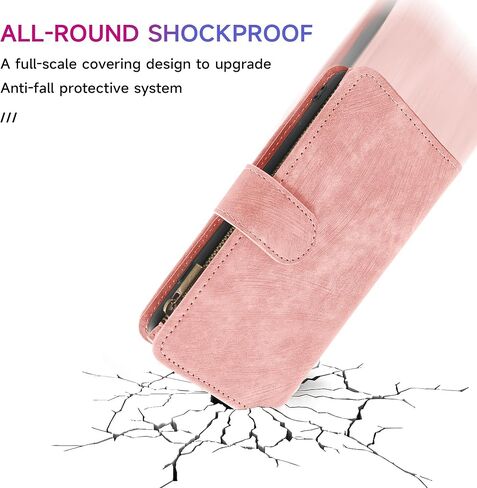 Compatible with Samsung Galaxy J7 Prime 2017 J 7 Skypro Sky Pro J7V V S727VL Wallet Case and Premium Vintage Leather Flip Credit Card Holder Phone Cover for Glaxay Halo7J Perx J7prime Women Men Pink in Kuwait