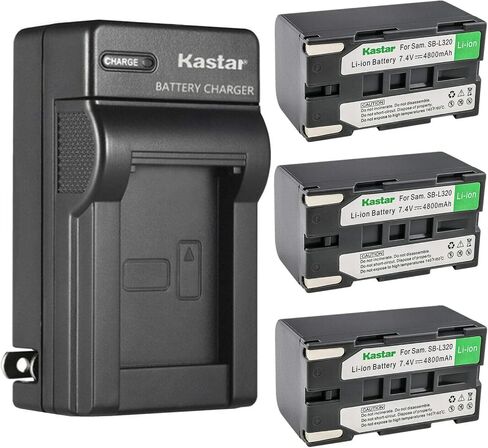 Kastar 3-Pack SB-L320 Battery and AC Wall Charger Replacement for Samsung VP-W90, VP-W95D, VP-W97, SC-L520, SC-L530, SC-L550, SC-L600, SC-L610, SC-L630, SC-L650, SC-L700, SC-L710, SC-L750, SC-L770 in Saudi Arabia