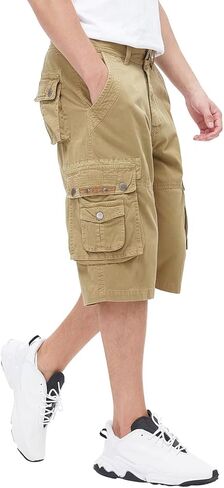 BEST SOUTH Men's Capri Long Twill Cargo Shorts Below Knee 13 Inches Cotton Relaxed Fit Casual Multi-Pocket Red 40 in Saudi Arabia