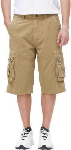 BEST SOUTH Men's Capri Long Twill Cargo Shorts Below Knee 13 Inches Cotton Relaxed Fit Casual Multi-Pocket Red 40 in Saudi Arabia