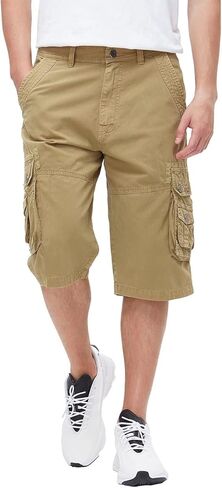 BEST SOUTH Men's Capri Long Twill Cargo Shorts Below Knee 13 Inches Cotton Relaxed Fit Casual Multi-Pocket Red 40 in Saudi Arabia