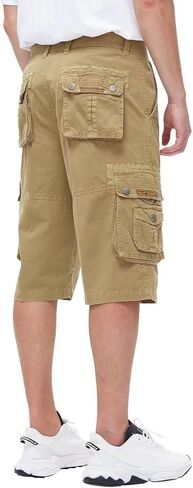 BEST SOUTH Men's Capri Long Twill Cargo Shorts Below Knee 13 Inches Cotton Relaxed Fit Casual Multi-Pocket Red 40 in Saudi Arabia
