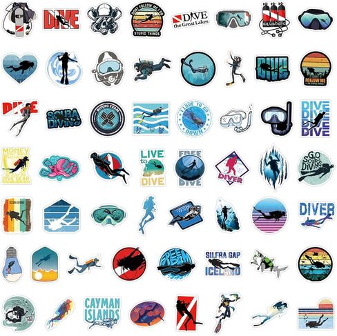 110PCS ملصقات الغوص الغوص الشارات لزجاجات المياه الكمبيوتر المحمول الأمتعة الهاتف، Eikecy ملصقات الفينيل للماء للمراهقين البالغين في الهواء الطلق ملصقات in Saudi Arabia