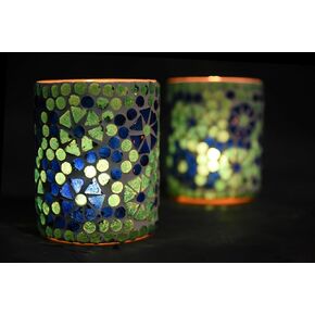 SimbaKart Handcrafted Stylish T-Light Candle Holder, Glass Candle Holder, Handmade T-Light Holder for Bedroom, Office, Living Room, Dining Table, Spa, Reiki, Set of 2