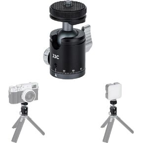 JJC 1/4''-20 Camera Tripod Ball Head Mount Adapter, Mini Ballhead with Cold Shoe Mount for Camera DSLR Tripod Selfie Stick LED Light Flash Microphone Phone Cage, 360-Degree Rotation, 90-Degree Tilt