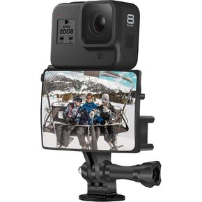 FiTSTILL Vlog & Selfie Flip Mirror Set + Housing mic Adapter & Cold Shoe for GoPro 12/11/10/9/8/7/6/5/4/3+/3 Session Max and DJI Osmo and Other Action Camera Accessory