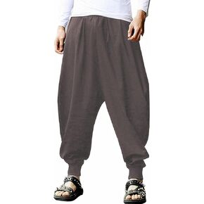Mens Casual Harem Pants Loose Elastic Waist Hippie Aladdin Drop Crotch Trousers (3X-Large, Black-2)