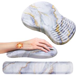 Mekass Ergonomic Mouse Pad and Keyboard Wrist Rest Set, Super Soft Memory Foam Desk Wrist Support Cute for Computer Keyboard, Non-Slip Arm Rests Cushion for Typing Gaming Office Laptop Mac (Pink)