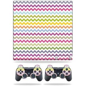MightySkins Skin Compatible with Sony Playstation 3 Slim Console wrap Sticker Skins Rainbow Chevron