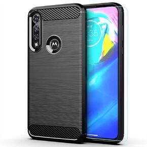 حافظة Moto G Power 2020، حافظة Motorola G Power 2020 مع واقي شاشة عالي الدقة، غطاء هاتف واقٍ ناعم نحيف من مادة TPU غير قابل للانزلاق لهاتف Motorola Moto G Power 2020 (أسود مصقول TPU)