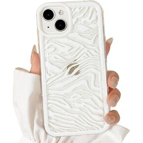 Compatible for iPhone 13/14 Case Cute Clear Heart with More Bumper Protector for Girls Women Soft TPU Shockproof Protective Girly for iPhone 13/14-Small White Heart