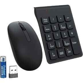 Wireless Numeric Keypad and Mouse with Batteries, Mini 2.4G 19 Keys Number Pad, Upgraded Version of 10 Key USB Keypad Portable Silent Extensions Keyboard for Laptop, PC, Desktop, Notebook