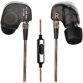 KZ ATE Hi-Fi IEM Sports Headphones with Copper Driver Ear Hook and Foam Eartips Specially for Music Fans, New Mic Edition