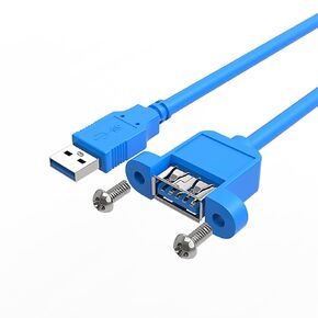 2Pack USB2.0 Male to Female Extension Cable 3FT with Ears can be Fixed Various Chassis/Cabinets/Panels USB Extender W/Screw nut for USB Panel Mount (USB Type-A, 3FT)