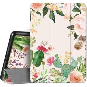 Hi Space for iPad 9th 8th 7th Generation Case for iPad 10.2 Case 2021 2020 2019 Mountain Painting with Pencil Holder, Watercolor Scenery Teal Shockproof Cover Auto Sleep Wake for A2270 A2428 A2197