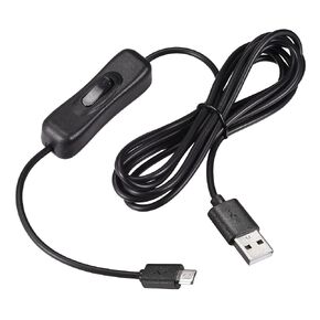 MECCANIXITY USB Cable with ON/Off Switch, USB Male to Micro USB Male Extension Cord 2M Black, for LED Desk Lamp