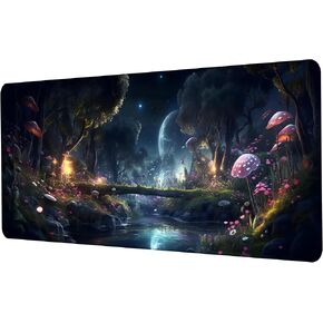 Cherry Blossom Mouse Pad, Japanese Mouse Pad Large Watercolor Desk Mat, XXL Anime Gaming Keyboard Mat, Big Extended Desk Protector for Home Office, 35.4"x15.7" (River Snow Pink)