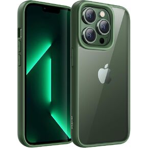 حافظة JETech لهاتف iPhone 13 Pro مقاس 6.1 بوصة، غطاء ممتص للصدمات للهاتف، إطار من مادة TPU بلون سادة غير لامع، ظهر شفاف مضاد للخدش (أخضر جبال الألب)