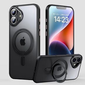 Compatibility with iPhone 16 Plus Case Clear 2024【Compatible with Magsafe 】【360° Rotatable Ring Kickstand 】 Transparent Back Cover Magnetic Stand Protection Rugged